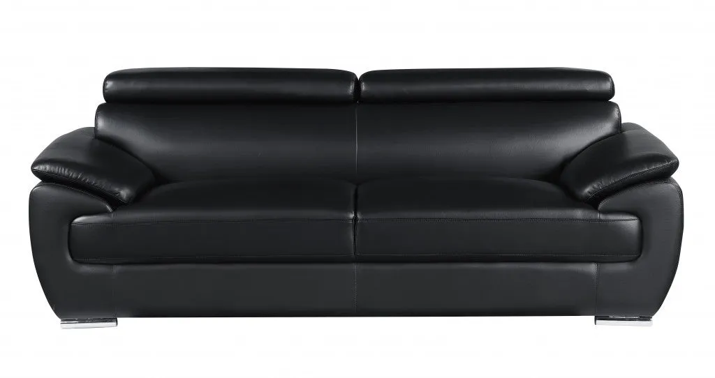 114" Captivating Black Leather Sofa Set By Homeroots