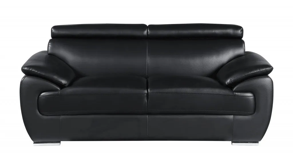 114" Captivating Black Leather Sofa Set By Homeroots