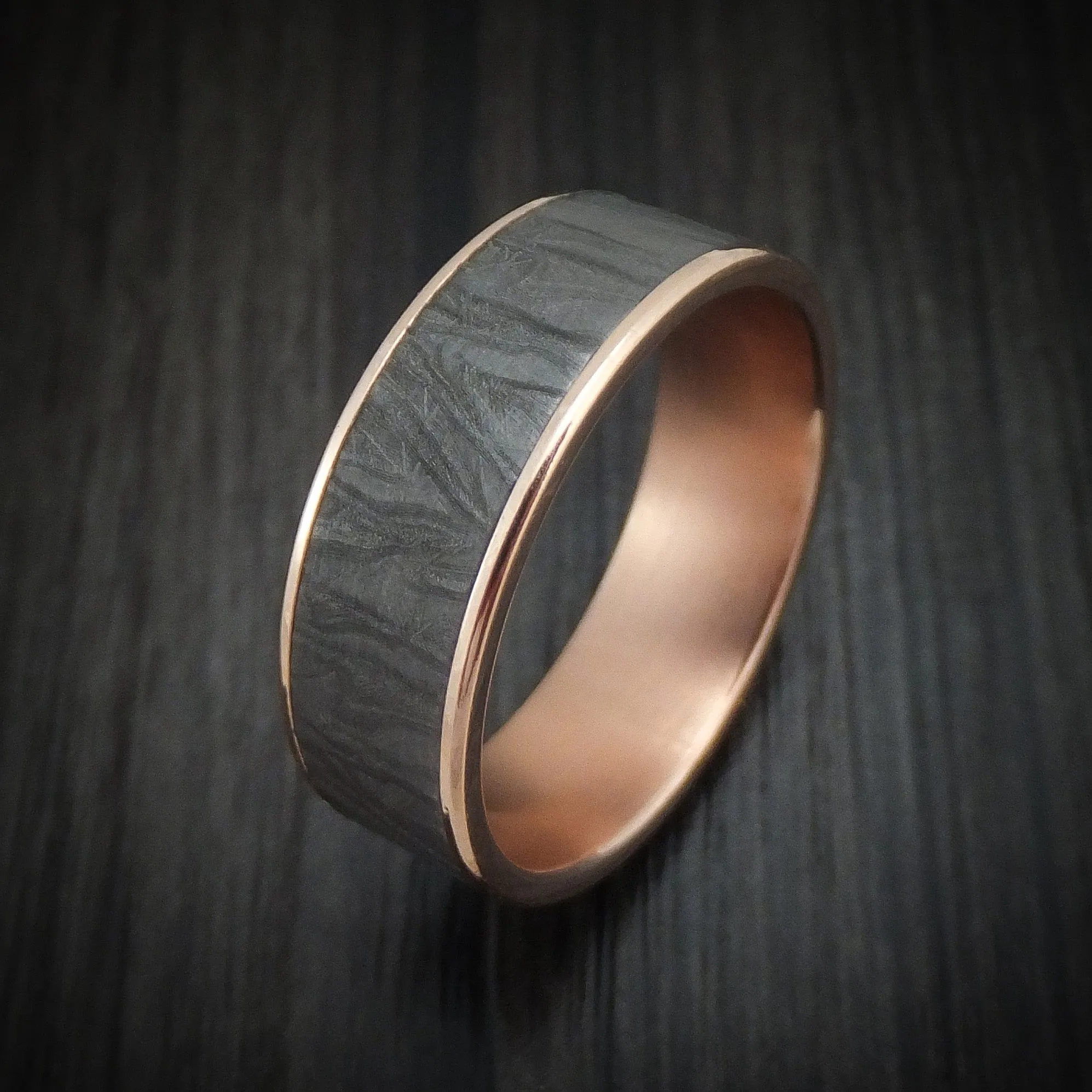 14K Rose Gold and Textured Tantalum Men's Ring