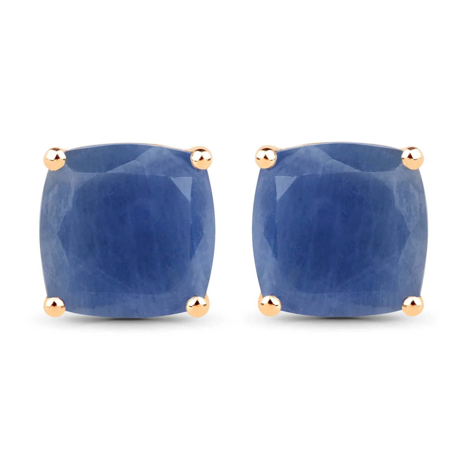 14K Yellow Gold 8.00 Carat Genuine Blue Sapphire Earrings