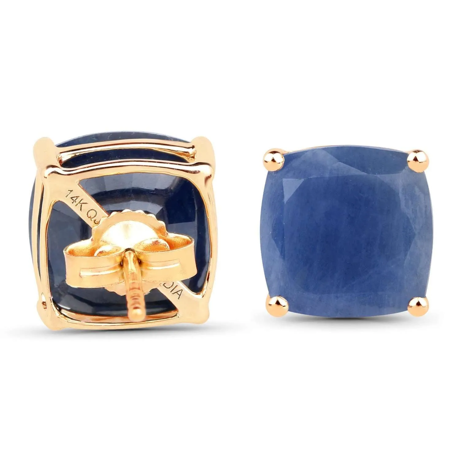 14K Yellow Gold 8.00 Carat Genuine Blue Sapphire Earrings