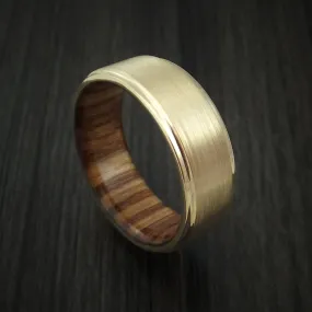 14K Yellow Gold Classic Style Wedding Men's Band with Wood Sleeve Custom Made