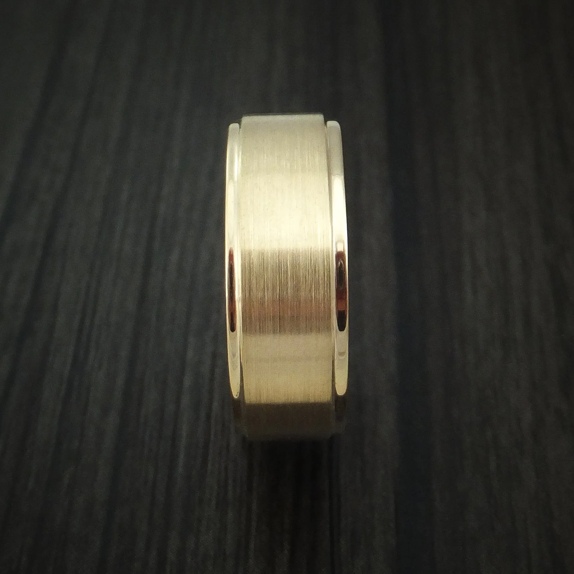 14K Yellow Gold Classic Style Wedding Men's Band with Wood Sleeve Custom Made