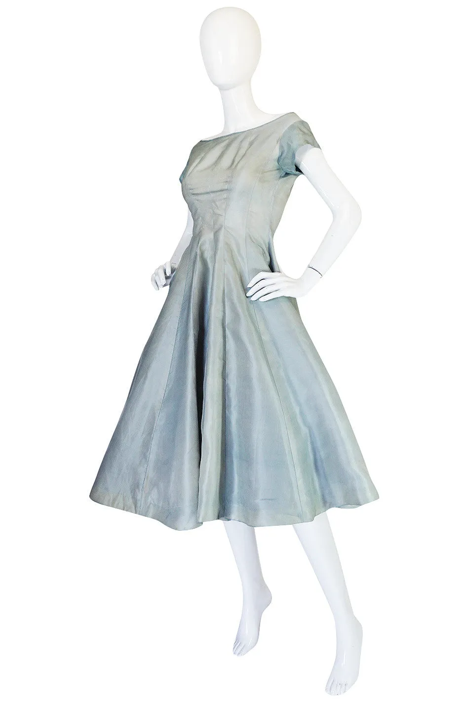 1950s Ice Blue Silk Organza Suzy Perette Dress