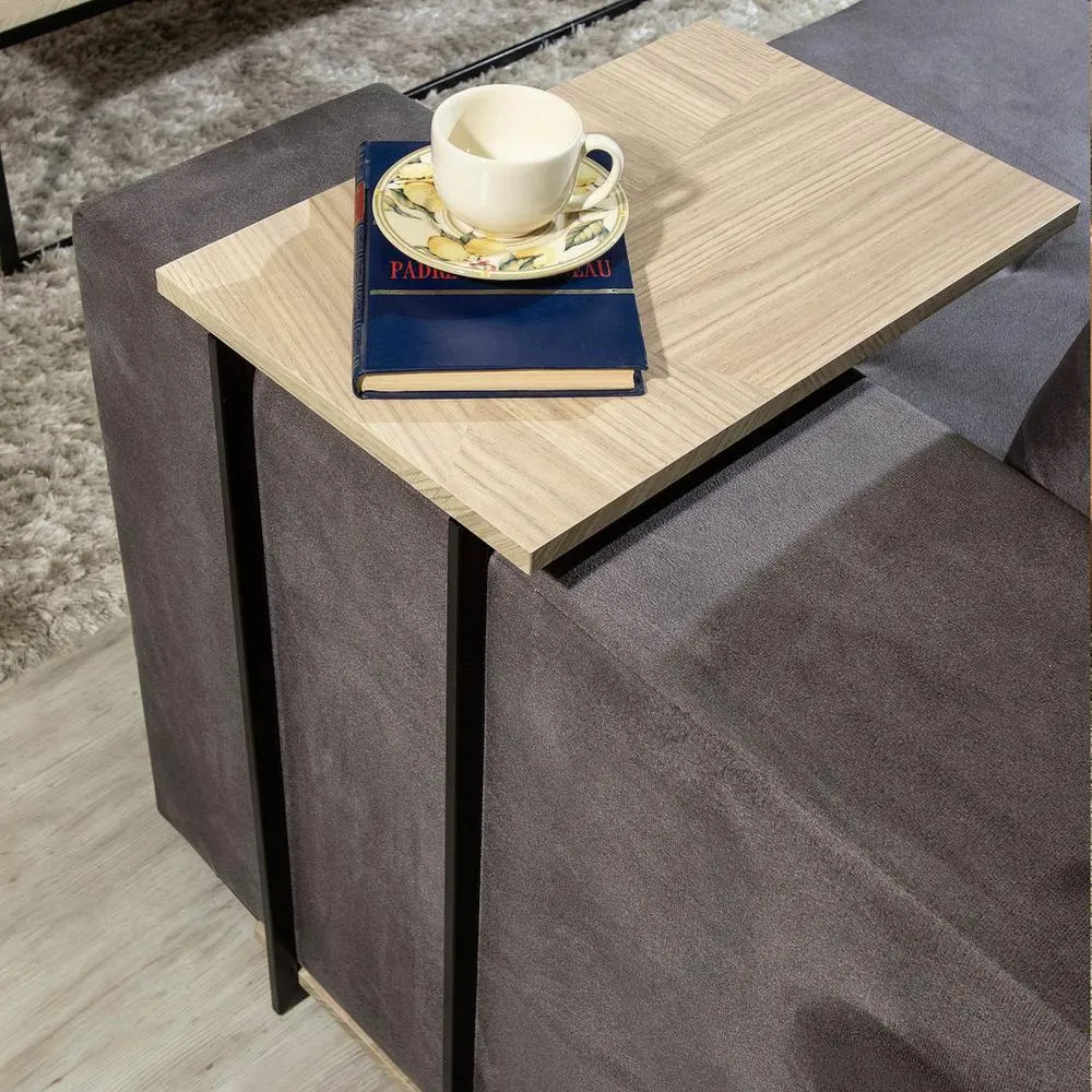 2-Piece Celine Coffee and End Table in Black Marble By Manhattan Comfort