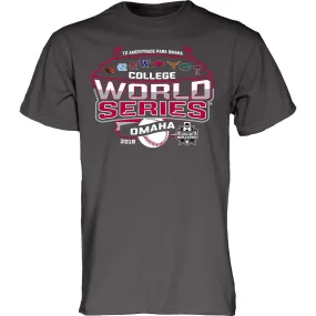 2018 NCAA College World Series CWS 8 Team Omaha Gray Cotton T-Shirt