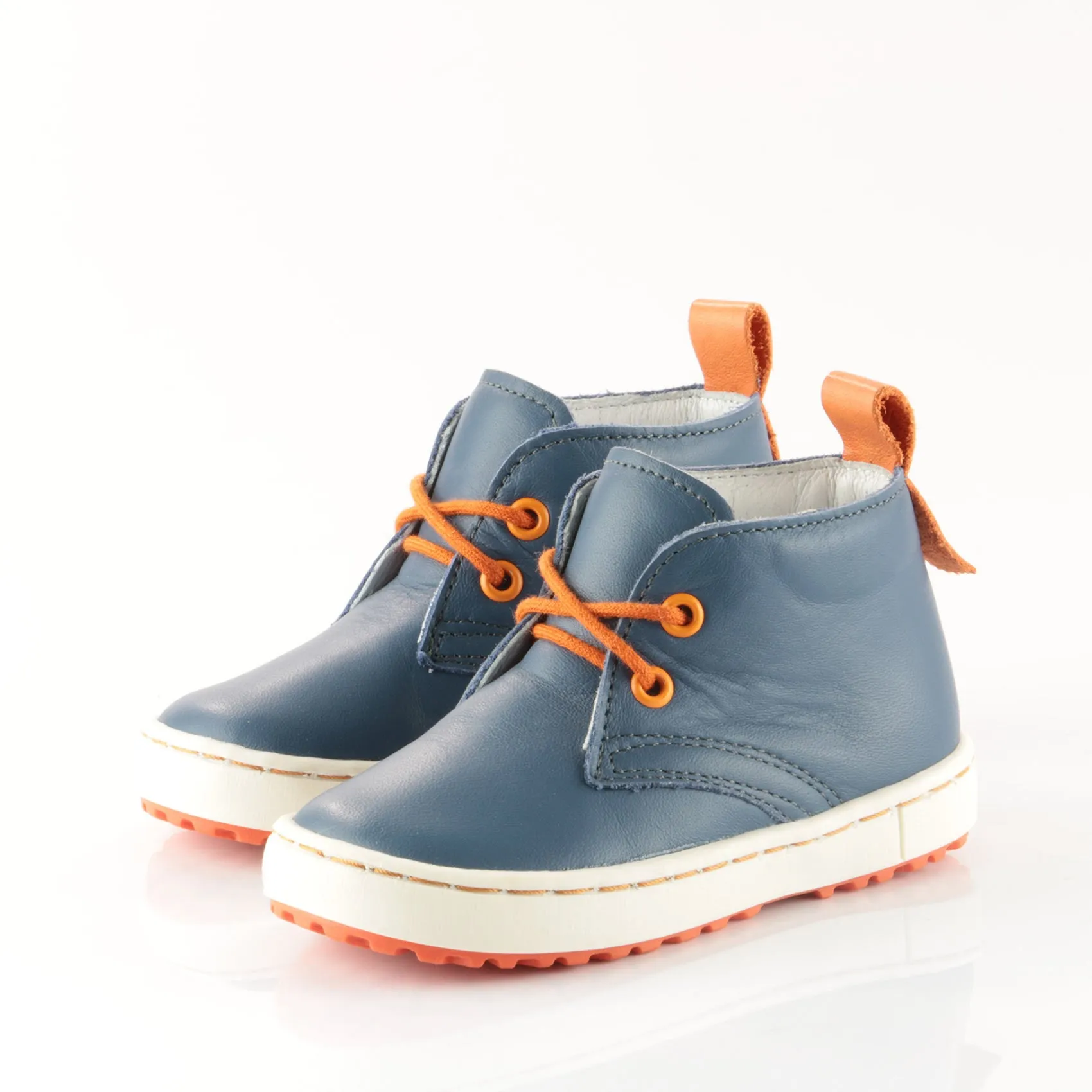 (2150-3/2242-3) Navy Orange Lace Up Trainers