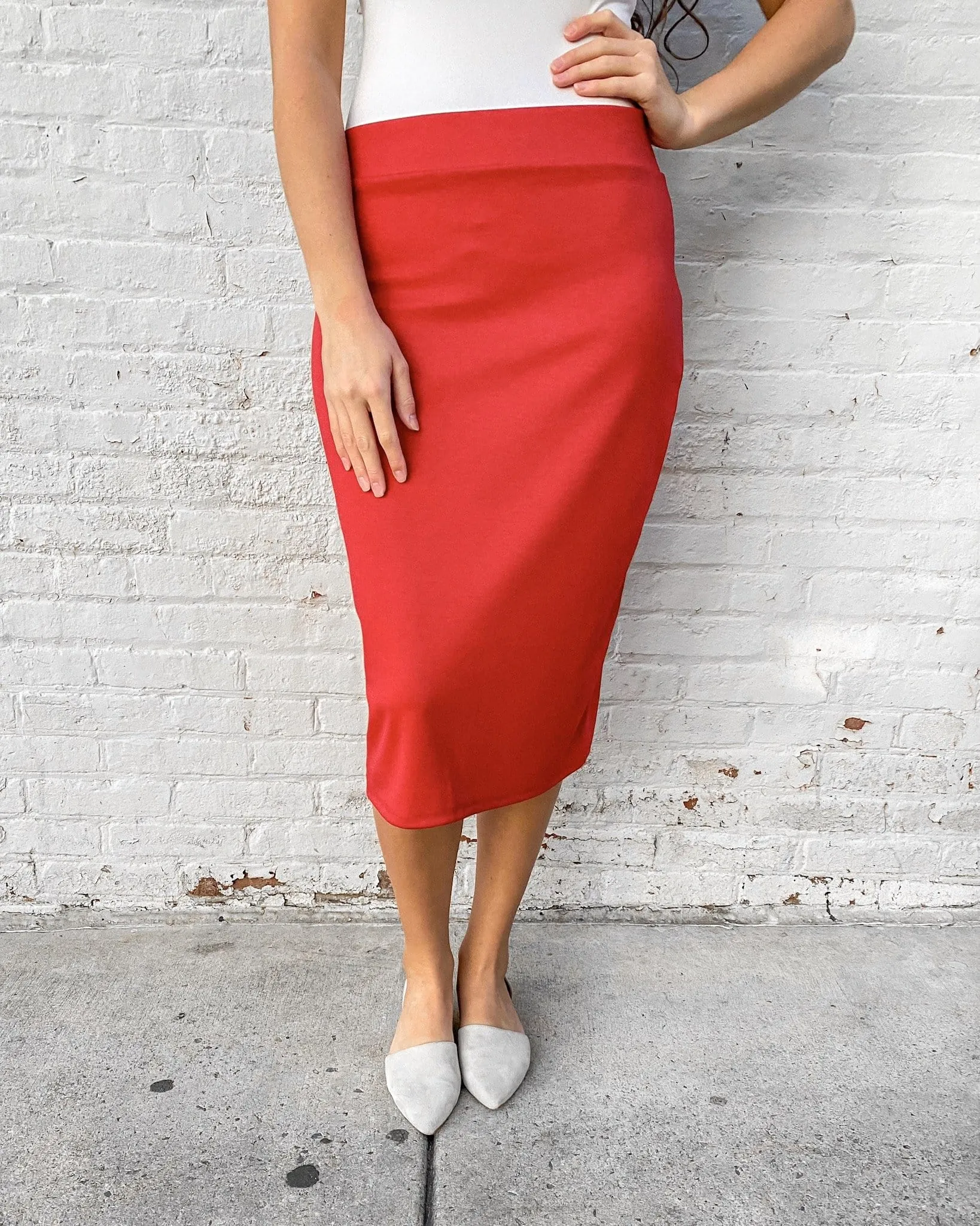 24" Red Ultra Comfort Ponte Knit Skirt (FINAL SALE)