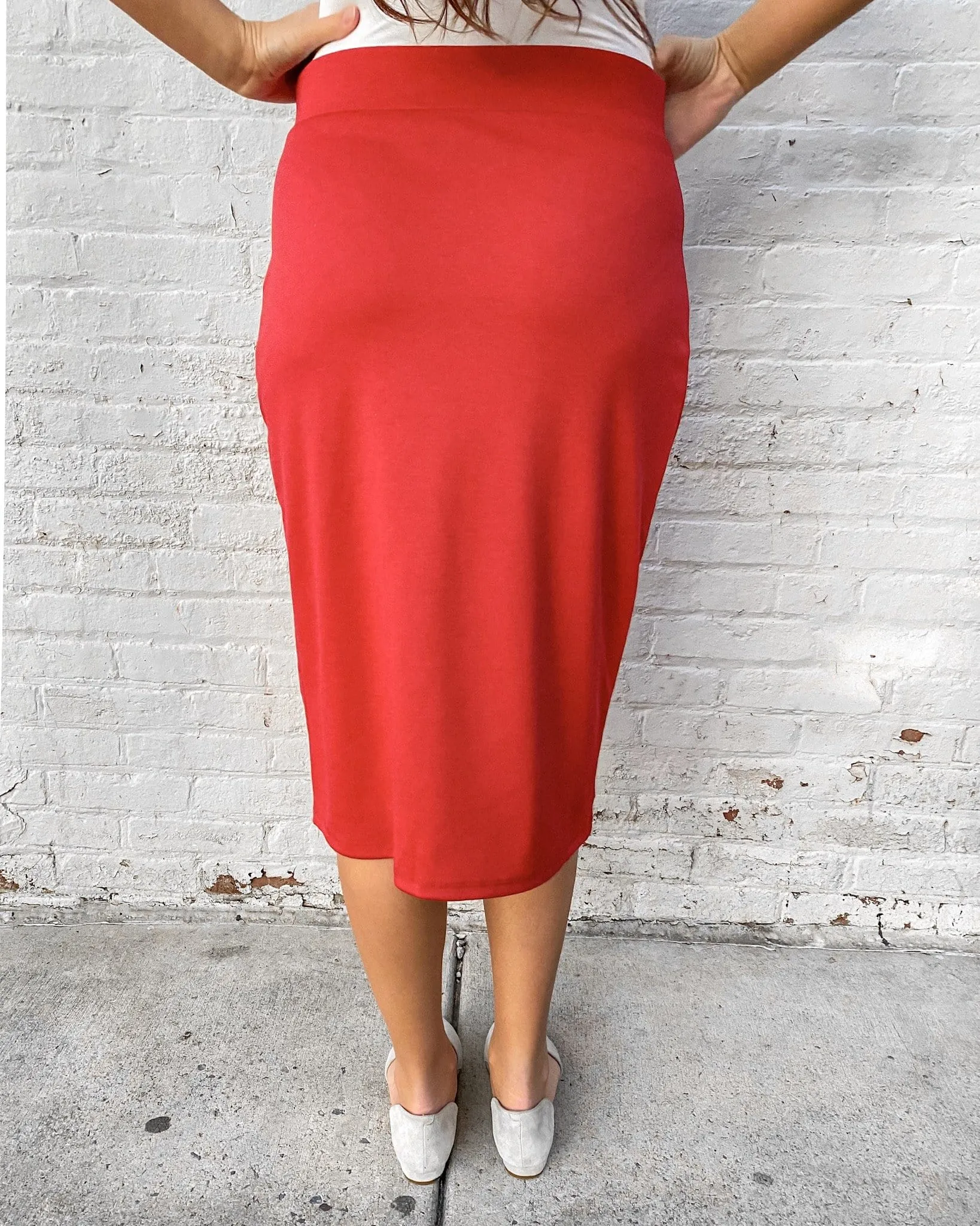 24" Red Ultra Comfort Ponte Knit Skirt (FINAL SALE)