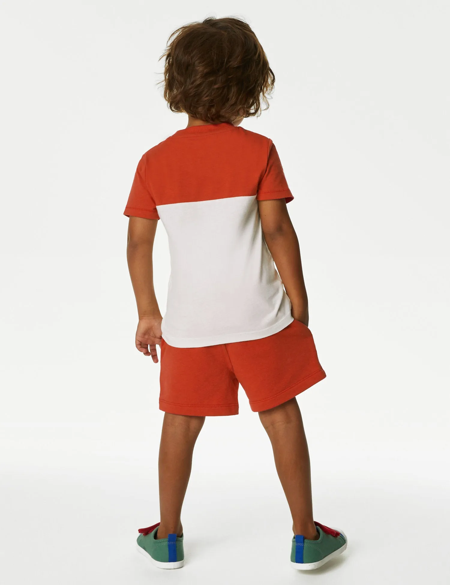 2pc Pure Cotton Red Colourblock Outfit