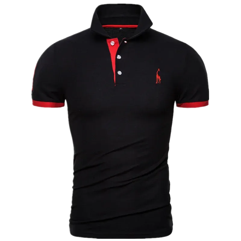 3 Colors Soild Men's Polo Giraffe Embroidery Short Sleeve Polos Men Casual Cotton Polo Shirt Men