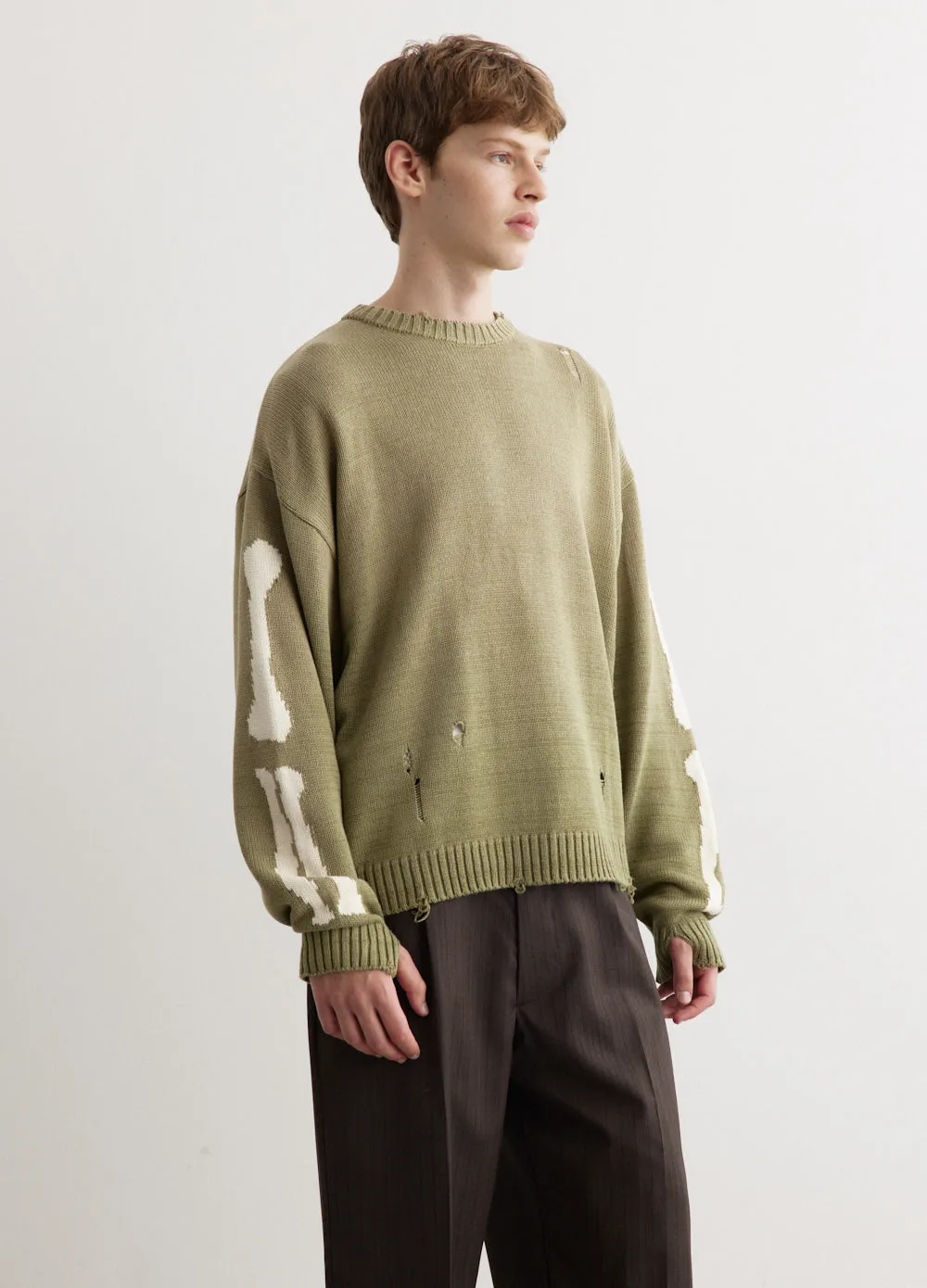 5G Cotton Knit Bone Sweater