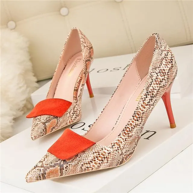 7cm Women's Spring Elegant Green Thin Slip-On High Heel Pumps