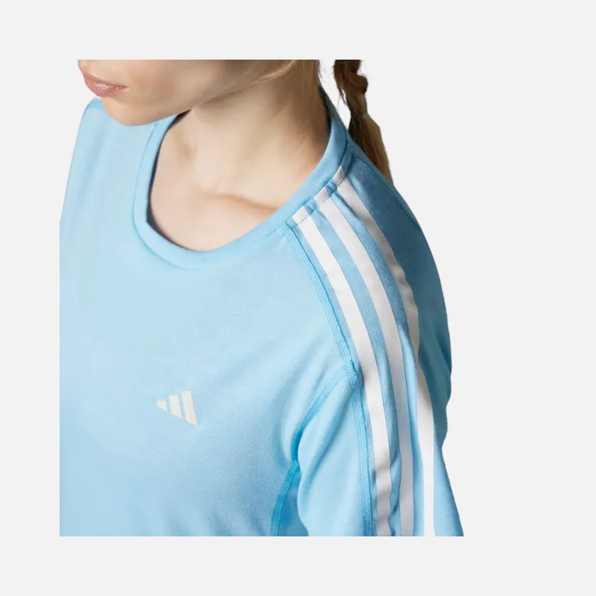 Adidas Own The Run 3 Stripes Women's Running T-shirt -Blue Blink