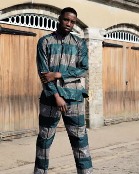 African Trousers In Electric Blue Kente Print