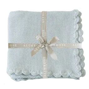 Alimrose Mini Moss Stitch Scallop Edge Blanket - Powder Blue