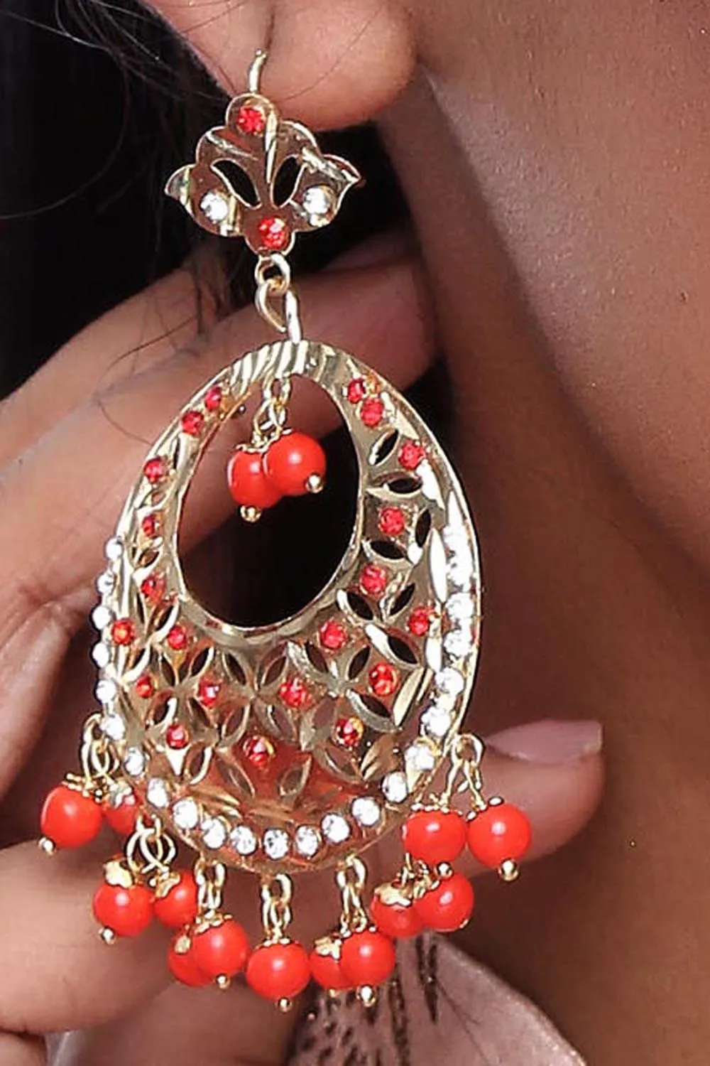 Alloy Large Dangle Earrings in Orange