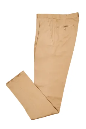 Ambrosi Beige Cotton Single Pleat Trousers