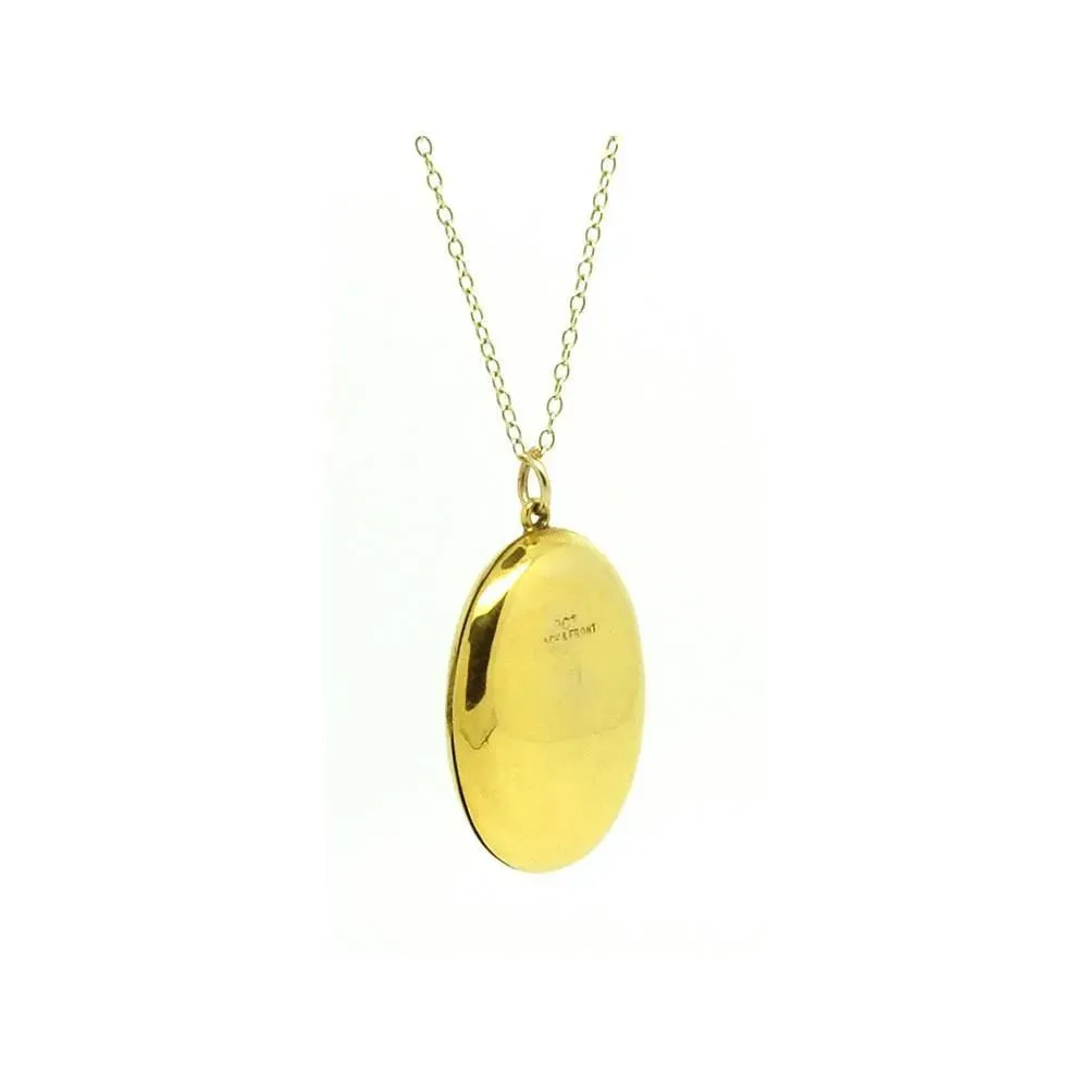 Antique Victorian 9ct Yellow Gold Oval Locket Necklace