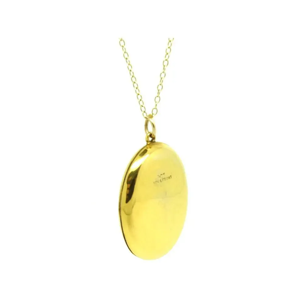 Antique Victorian 9ct Yellow Gold Oval Locket Necklace