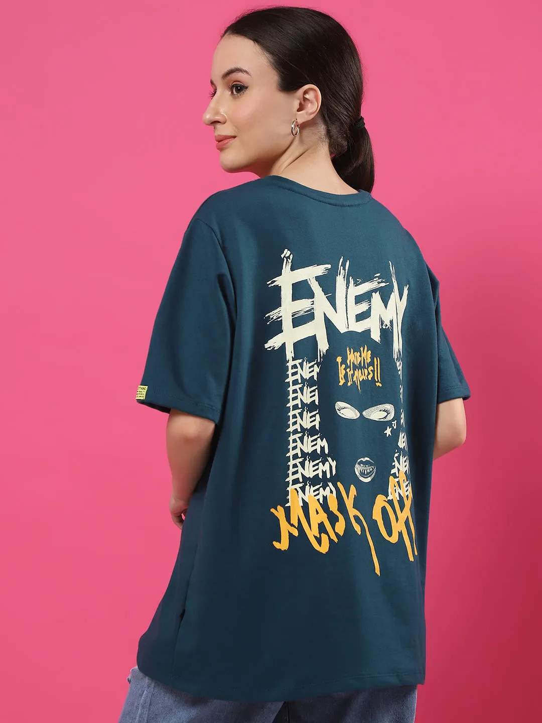 Artistic Puff Print Oversized Terry T-Shirt