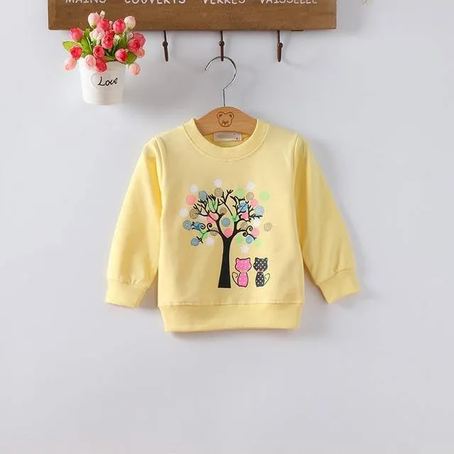 Baby girls cute cotton cartoon printed Tees