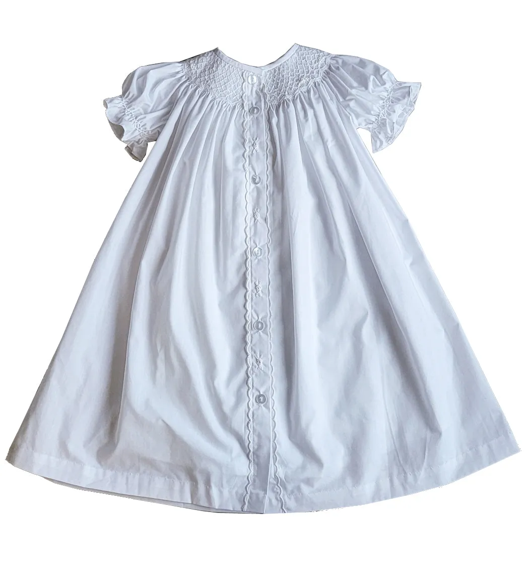 Baby Girl's White Hand Smocked Rose DayGown