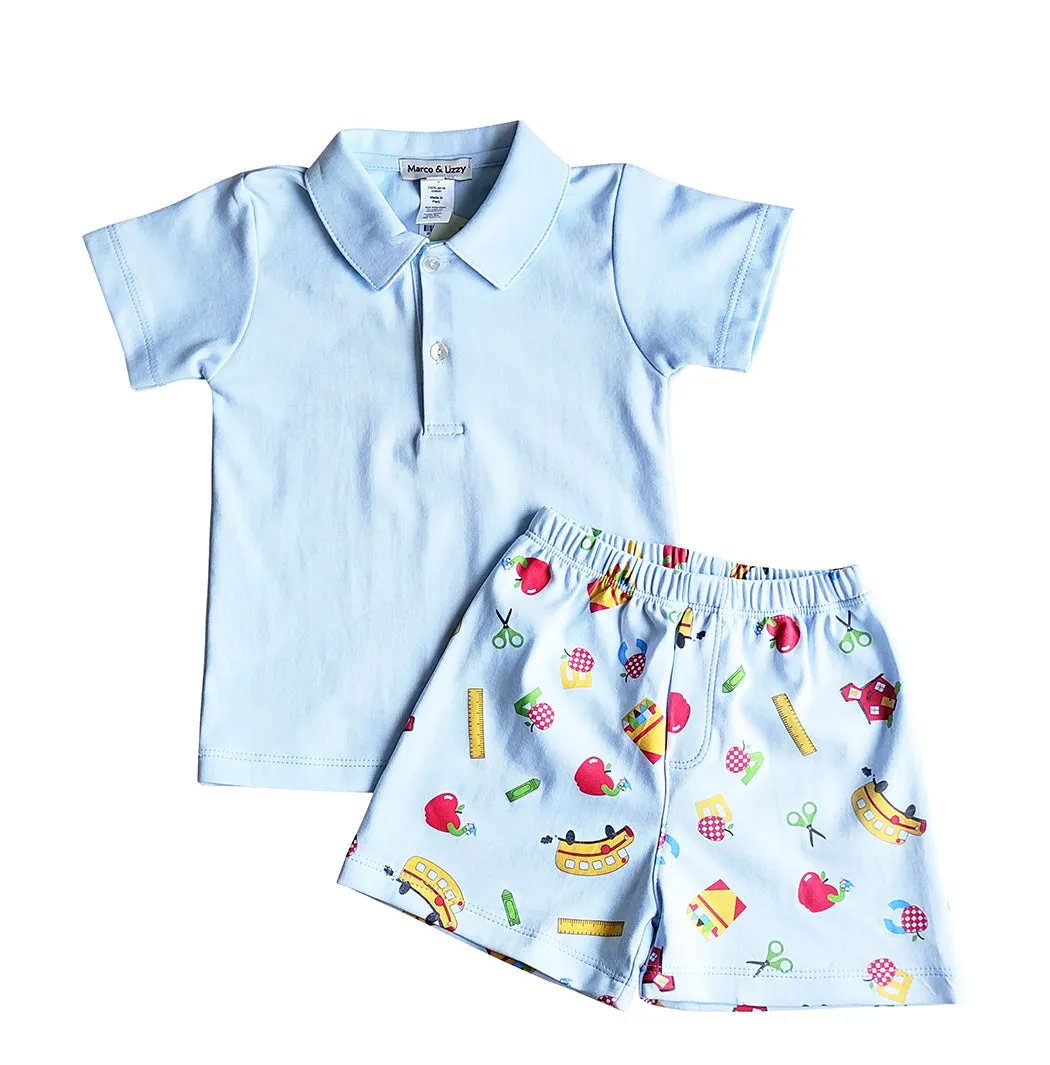 Back To school boy polo short set Pima Cotton