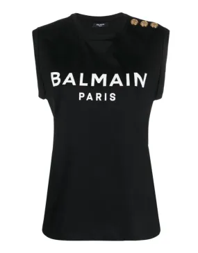 Balmain logo-print button-embellished top