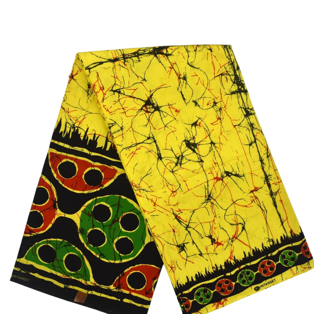 Batik Fabric in African Print, Yellow Liberation Colors Caribbean Style - CA156