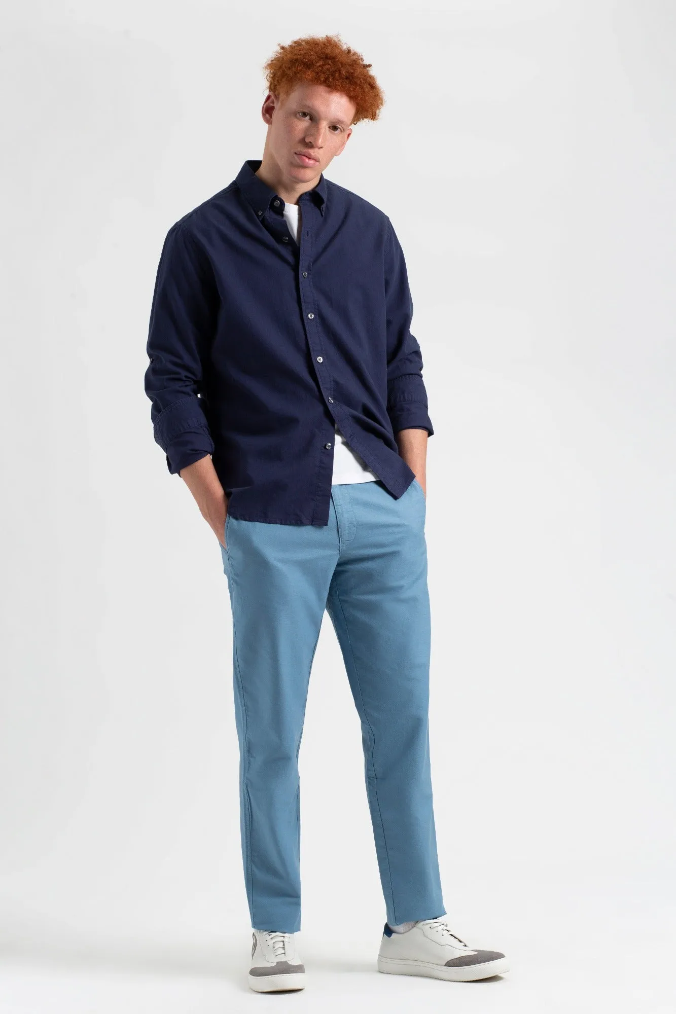 Beatnik Oxford Slim Taper Garment Dye Chino - Dusty Blue