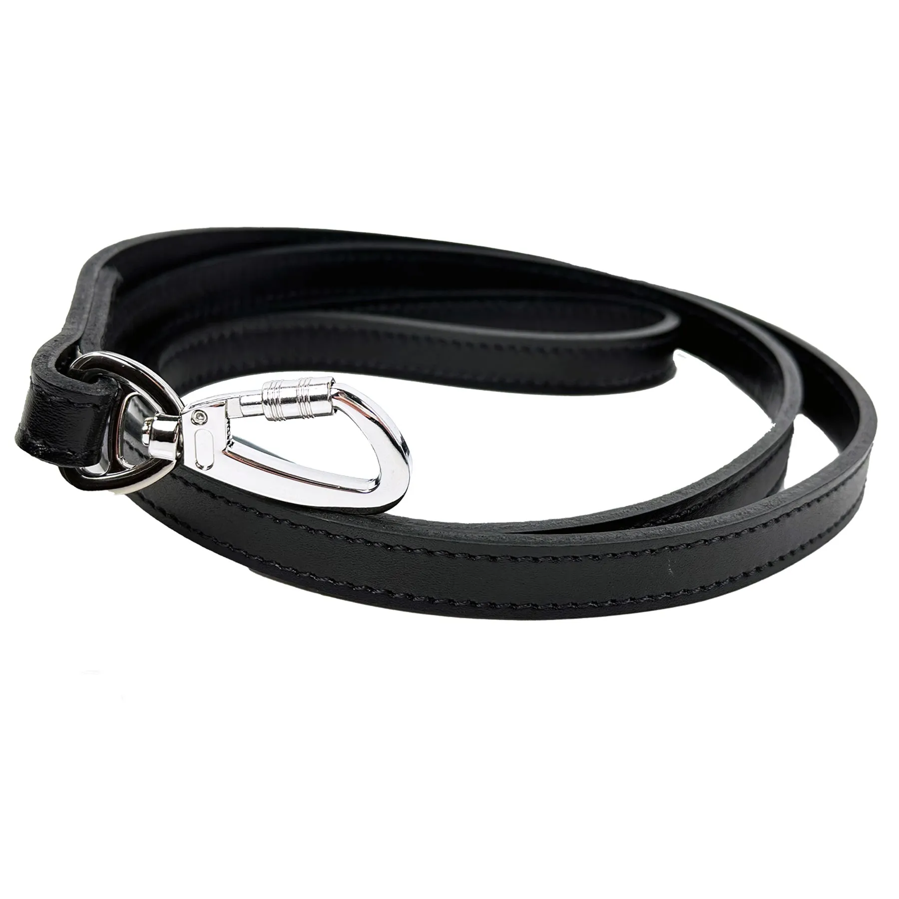 Belmont Dog Leash in Jet Black & Nickel