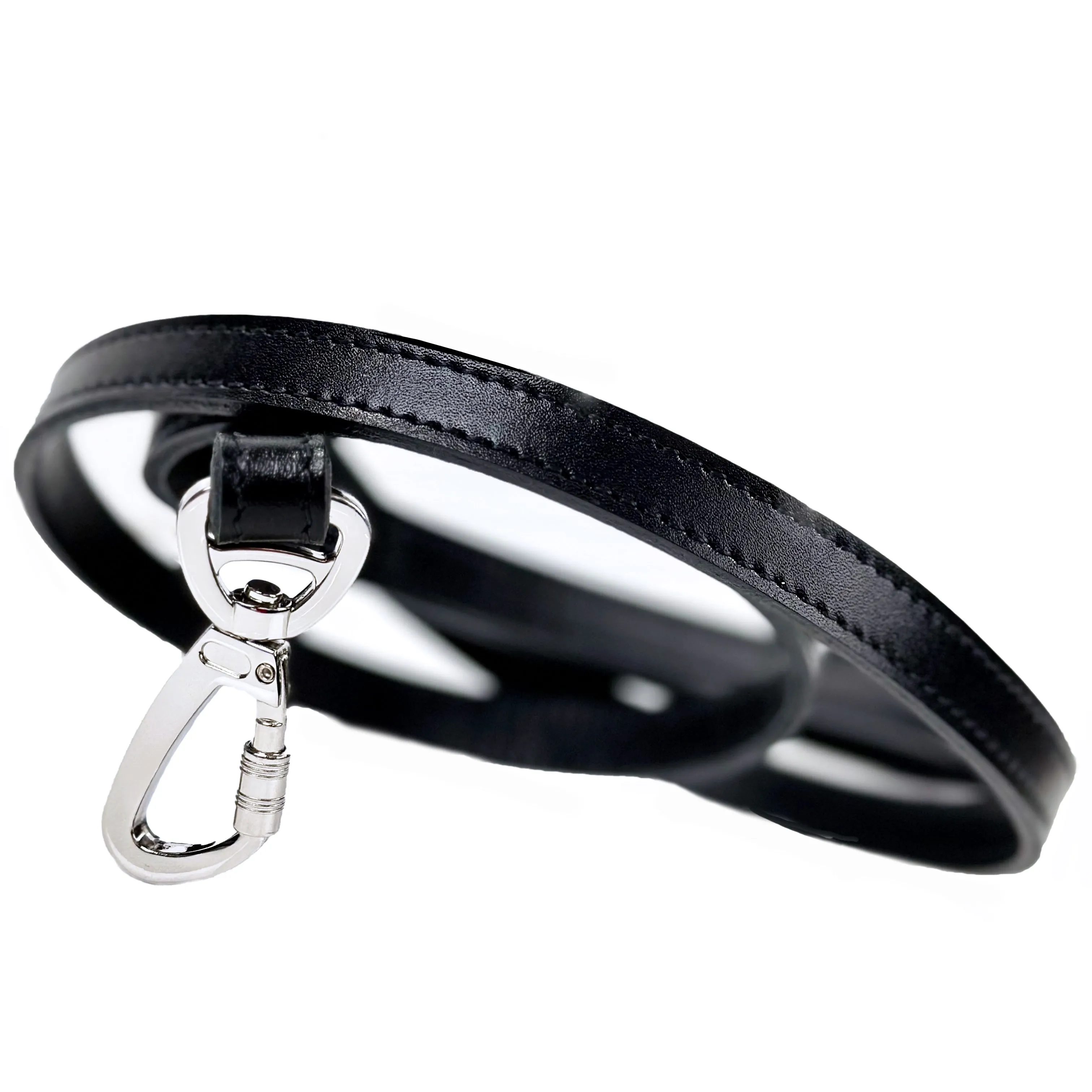 Belmont Dog Leash in Jet Black & Nickel