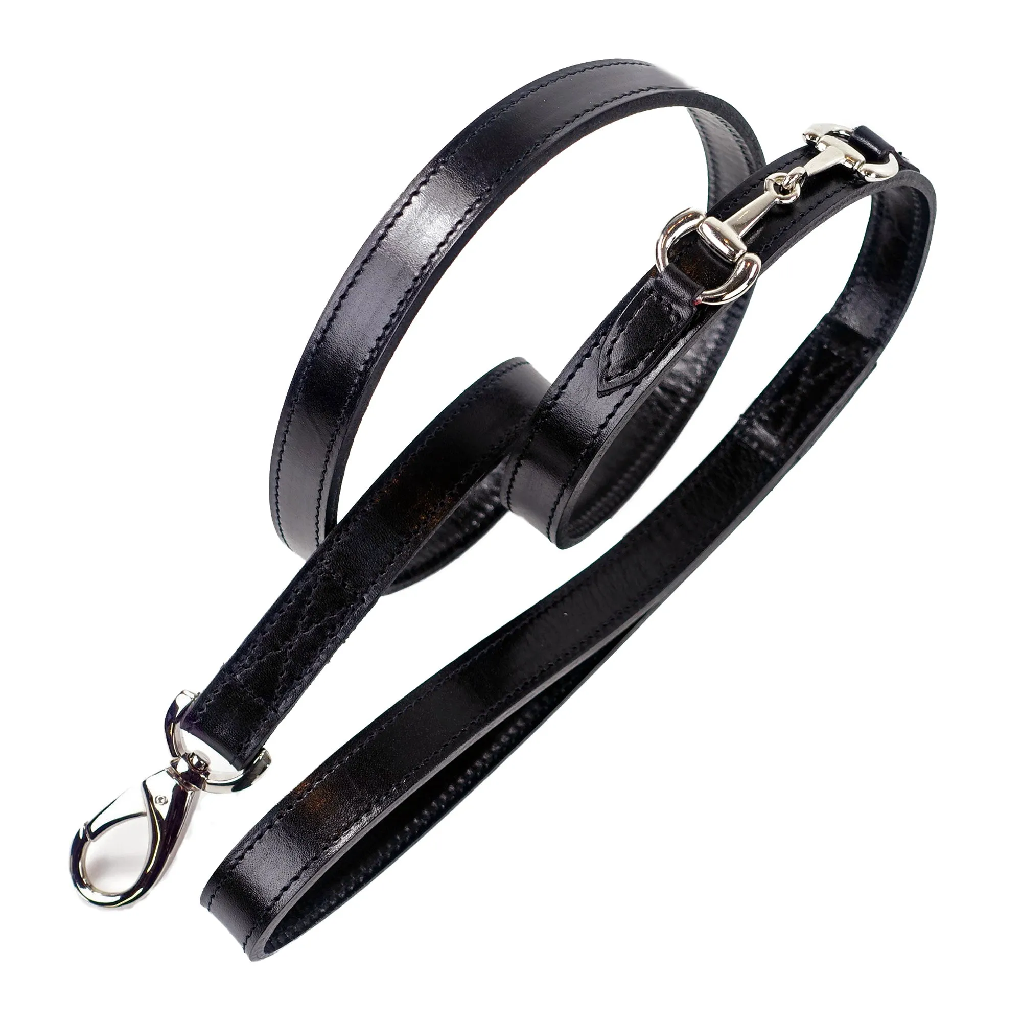 Belmont Dog Leash in Jet Black & Nickel