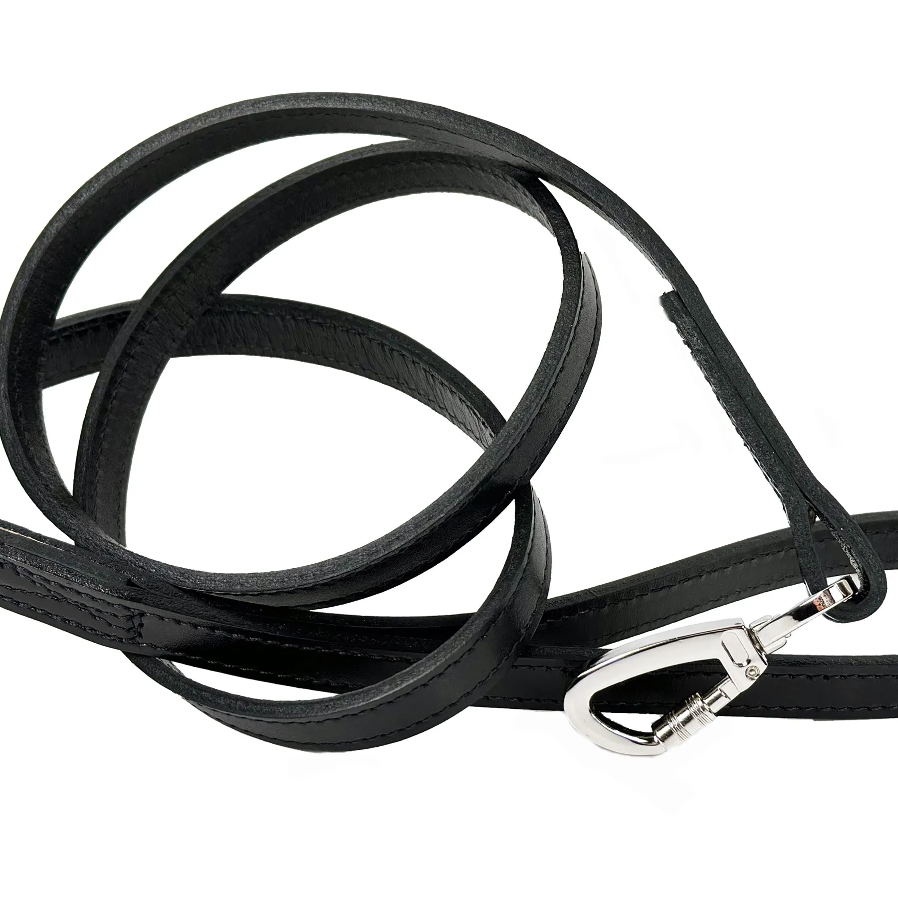 Belmont Dog Leash in Jet Black & Nickel