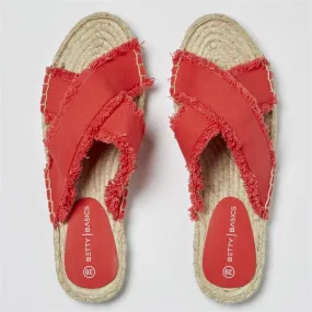 Betty Basics Seeker Espadrille Slide in Bold Red