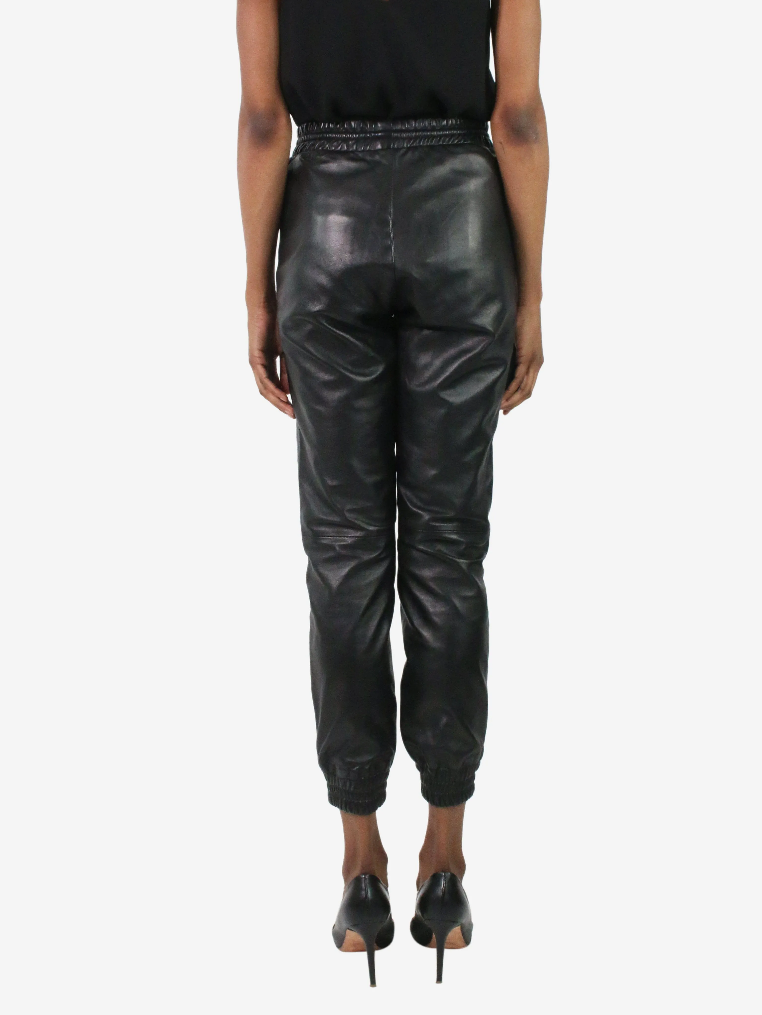 Black cuffed leather trousers - size FR 36