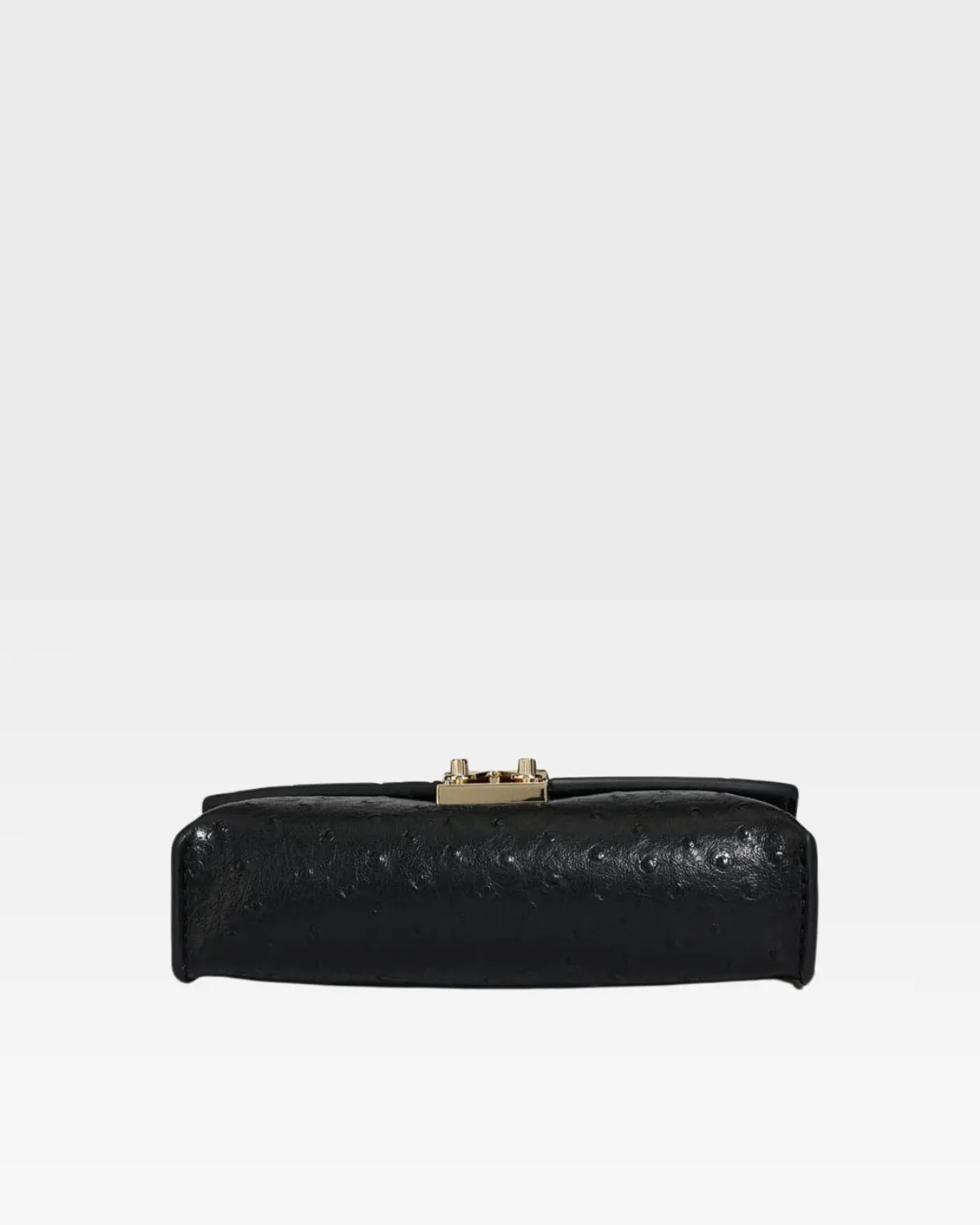 Black Faux Ostrich Shoulder Bag