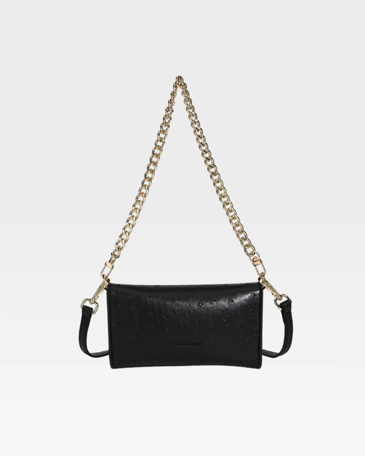 Black Faux Ostrich Shoulder Bag