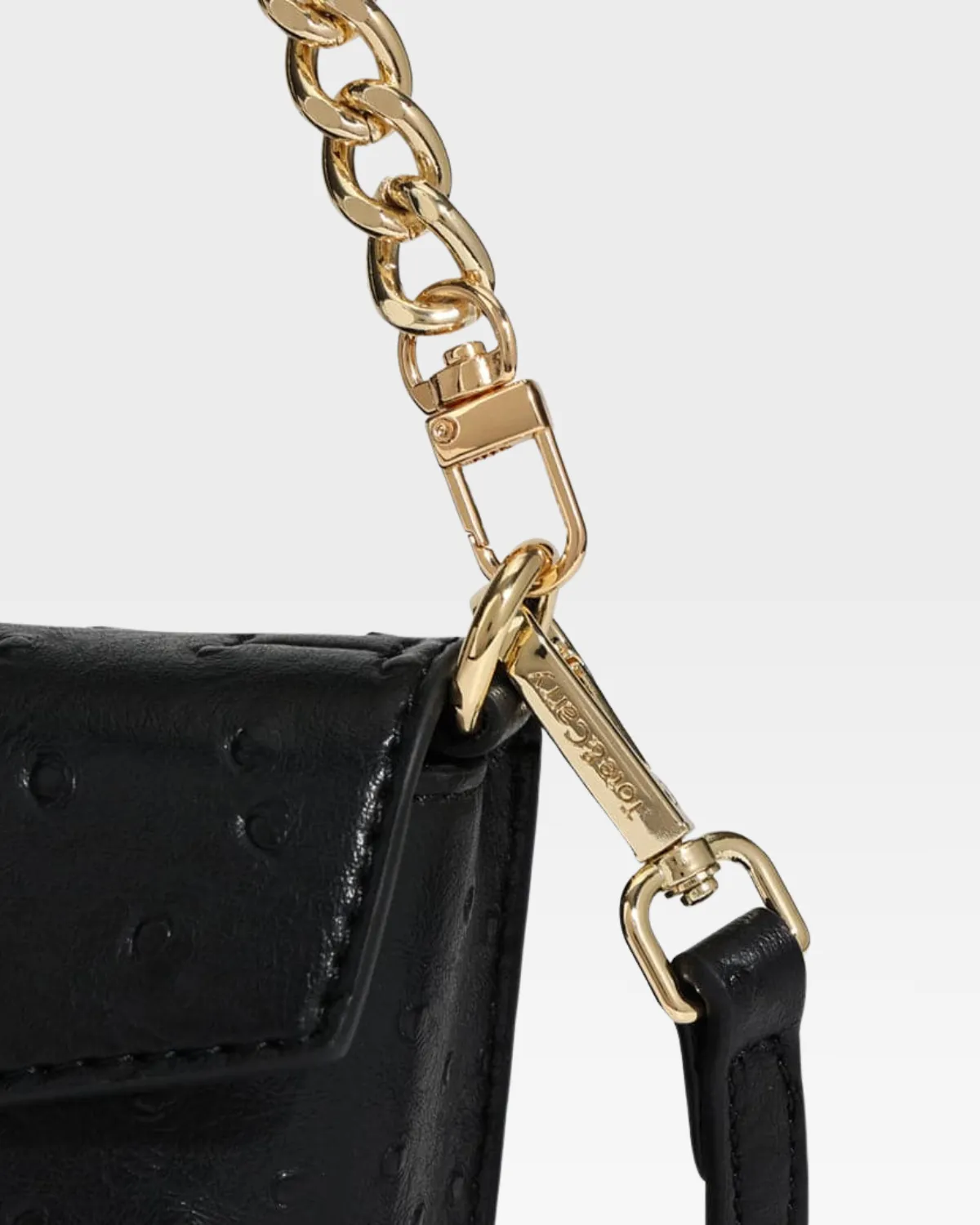 Black Faux Ostrich Shoulder Bag