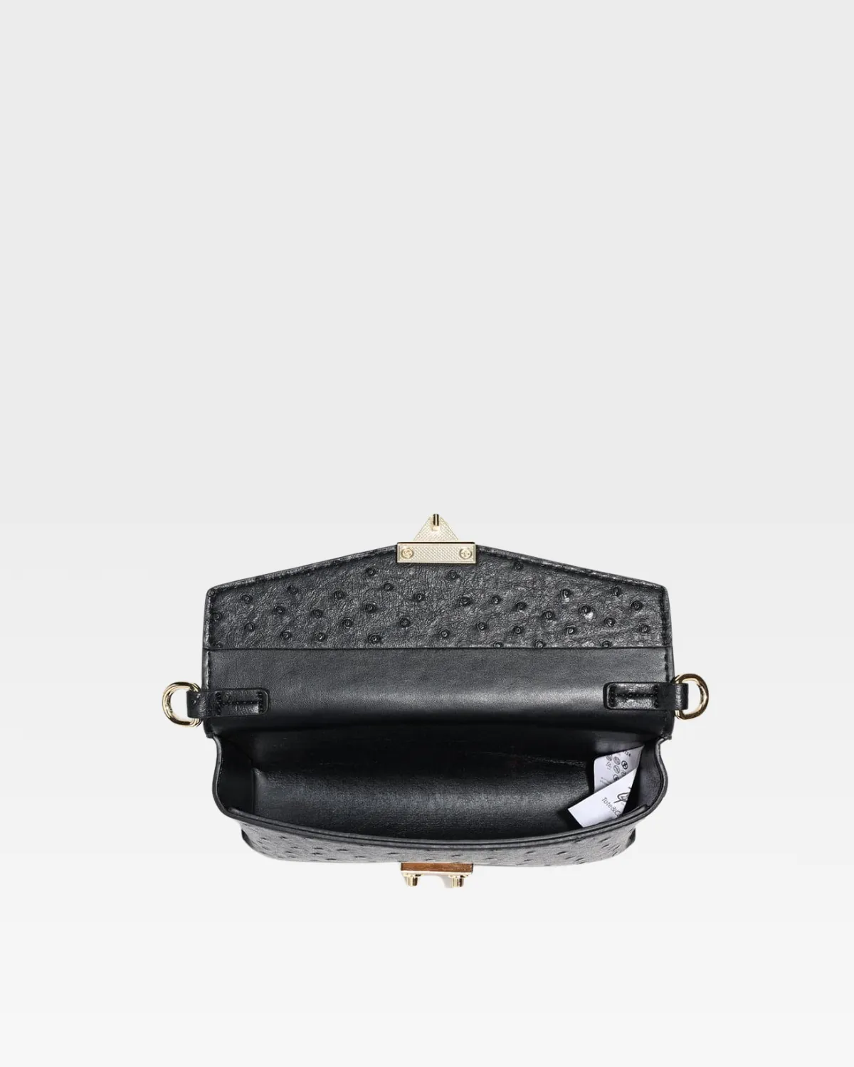 Black Faux Ostrich Shoulder Bag