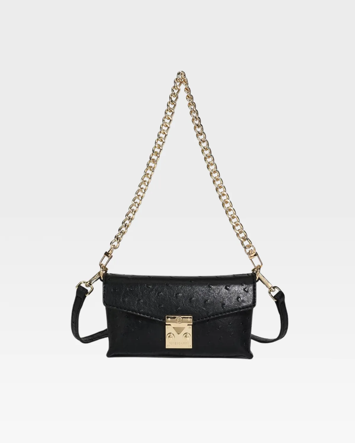 Black Faux Ostrich Shoulder Bag