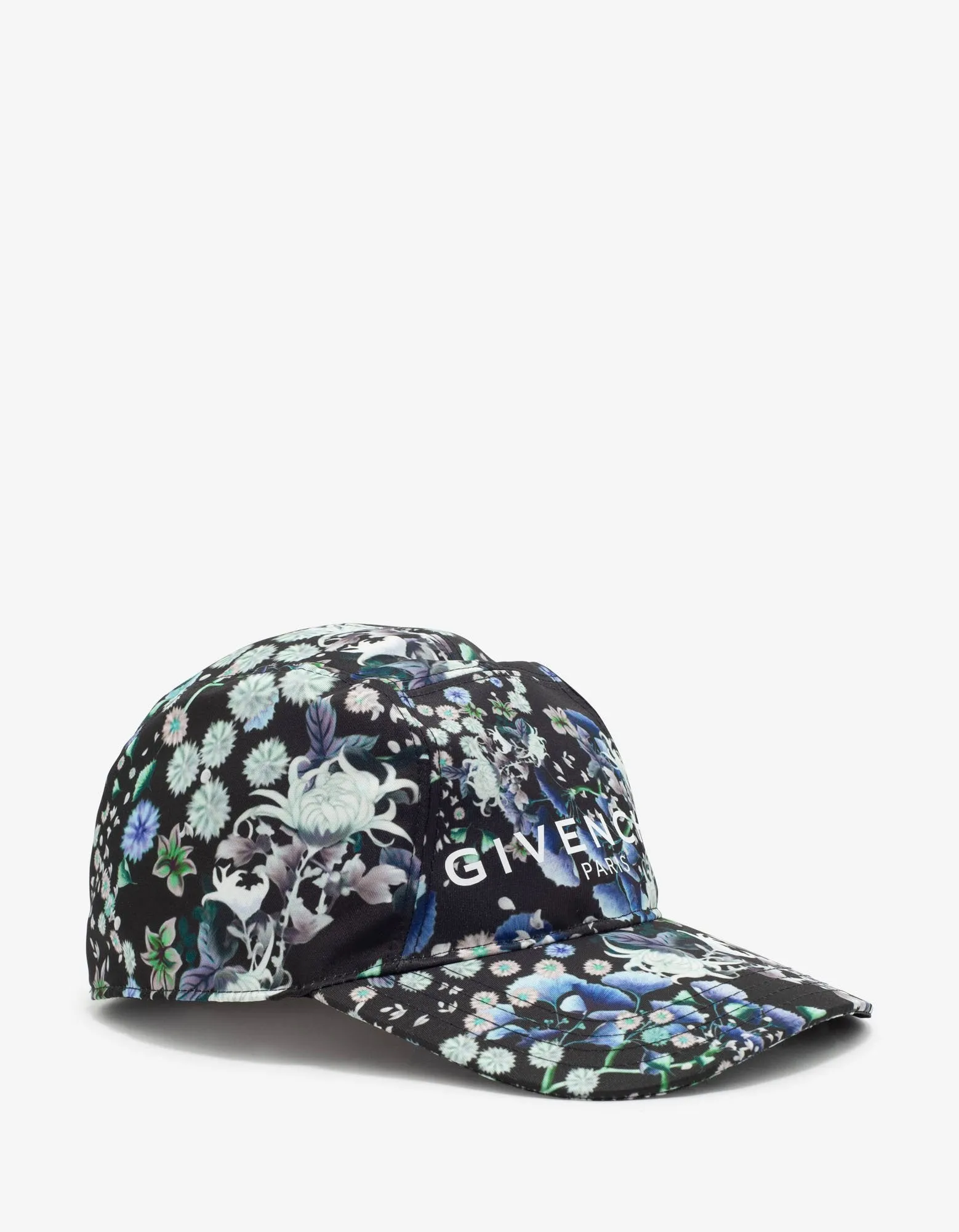 Black Floral Print Cap -