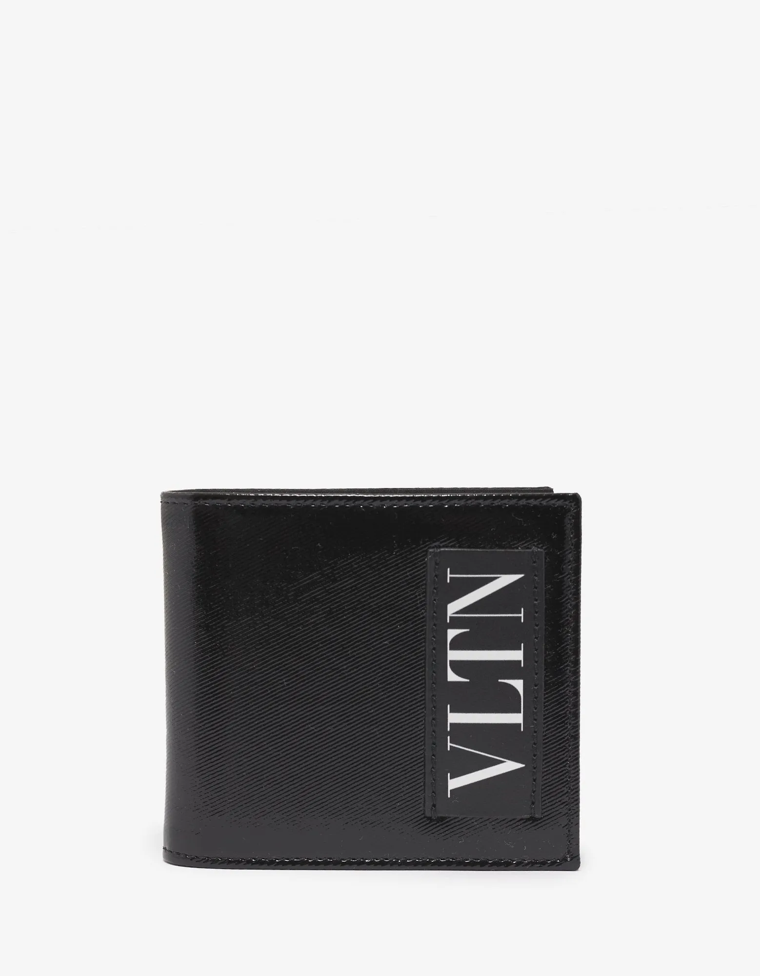 Black Patent Leather VLTN Billfold Wallet