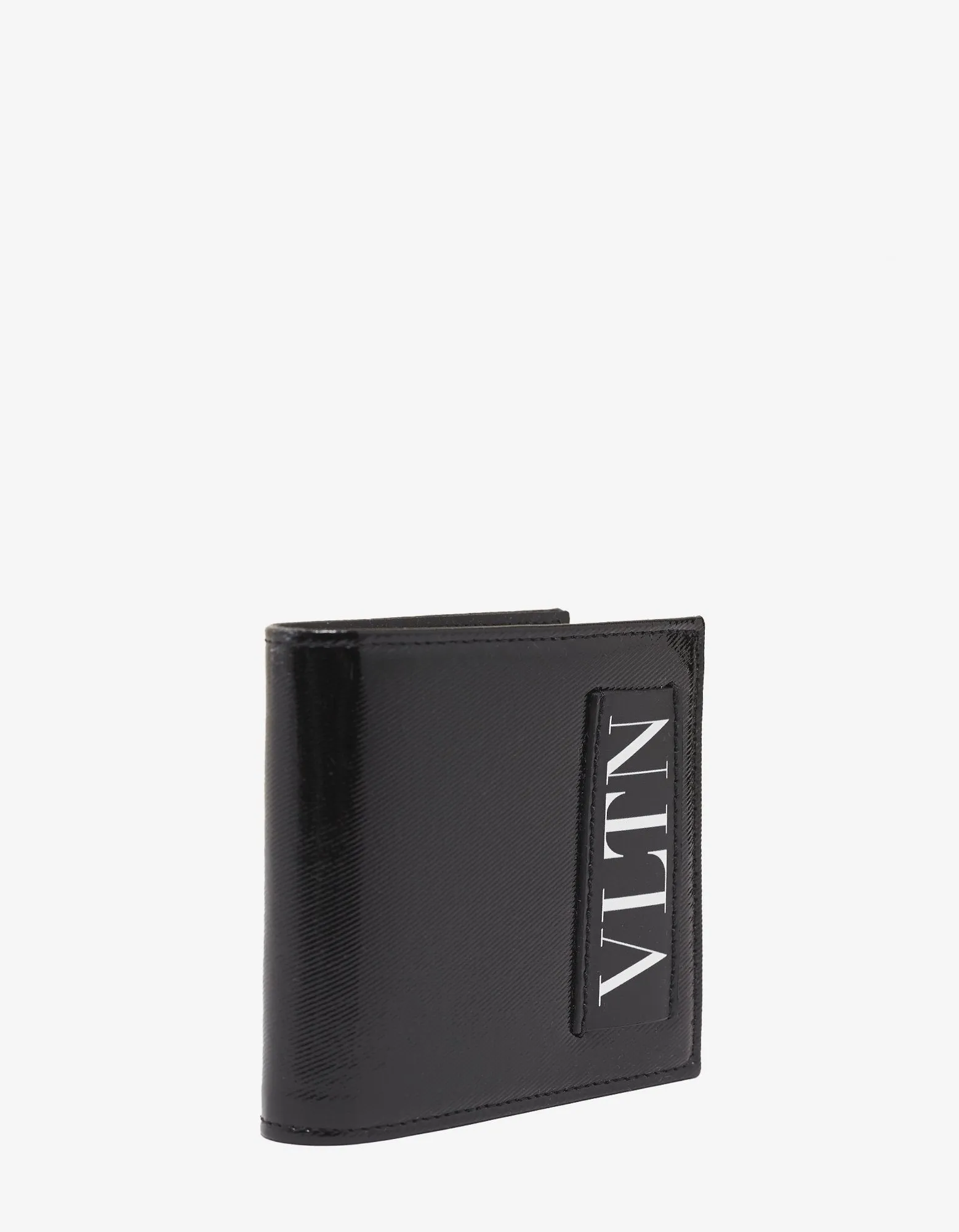 Black Patent Leather VLTN Billfold Wallet