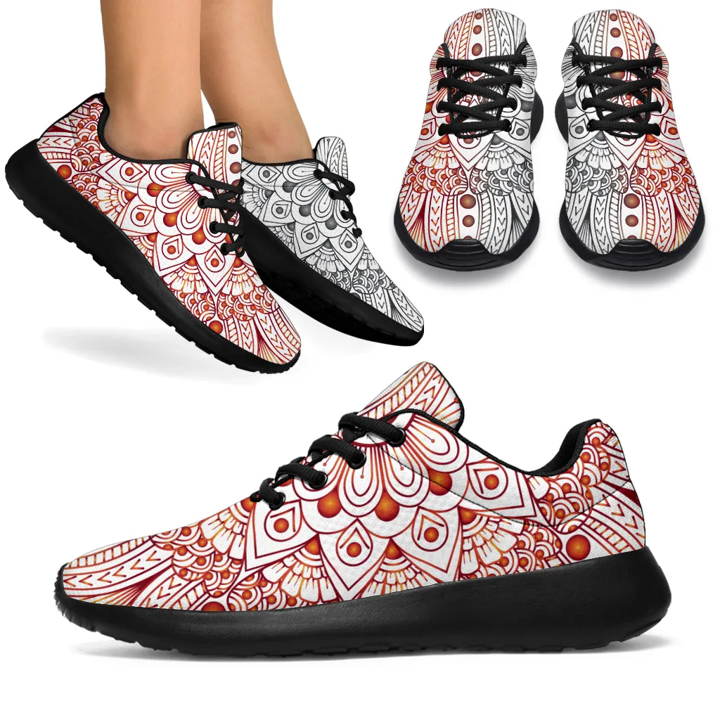 Black Red Mandala Sport Sneakers