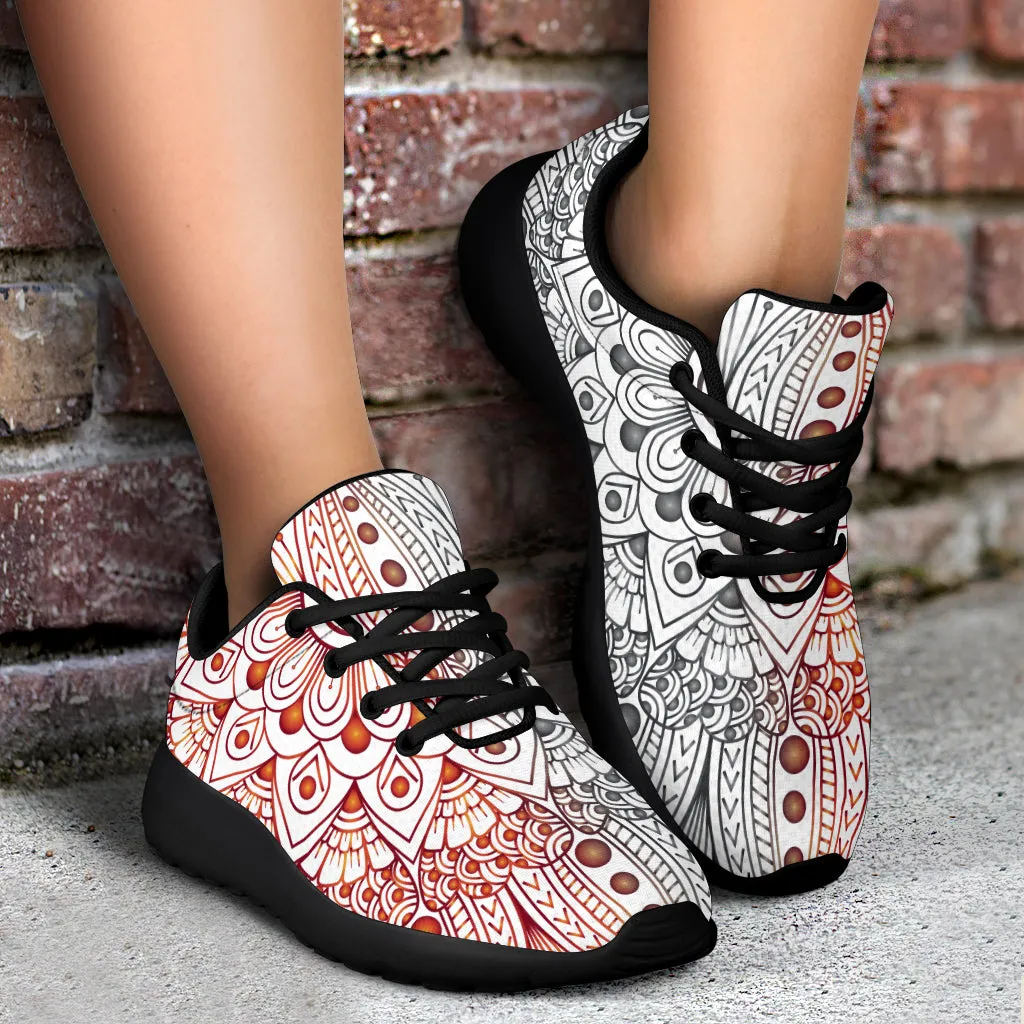 Black Red Mandala Sport Sneakers