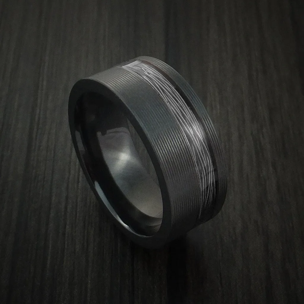 Black Titanium and Wire Men's Ring Custom Made Choose your Color