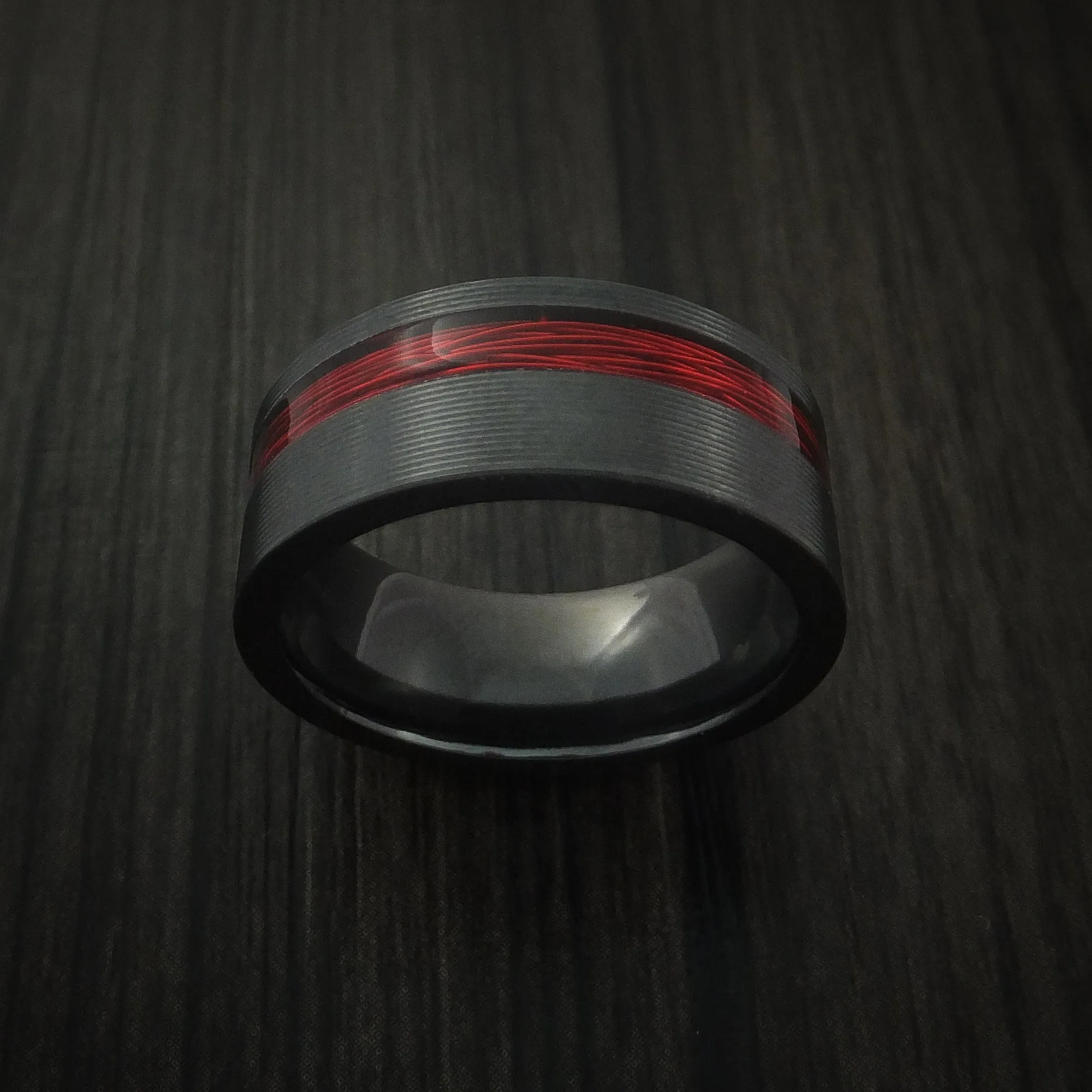 Black Titanium and Wire Men's Ring Custom Made Choose your Color