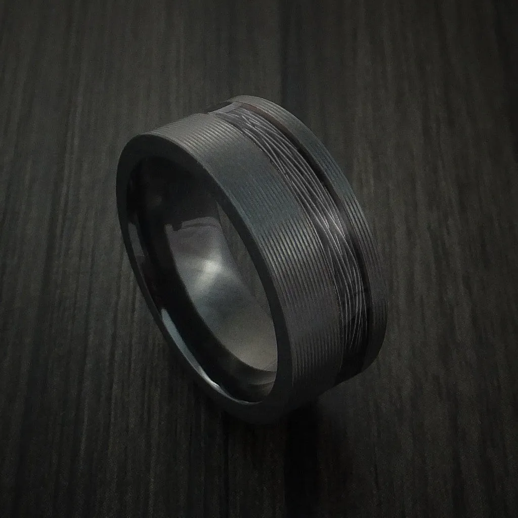 Black Titanium and Wire Men's Ring Custom Made Choose your Color